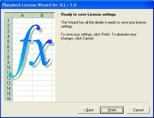License Wizard 'Finish' screen