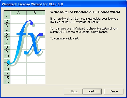 License Wizard 'Welcome' screen